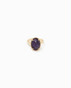 Oval Stone Open Ring: Black