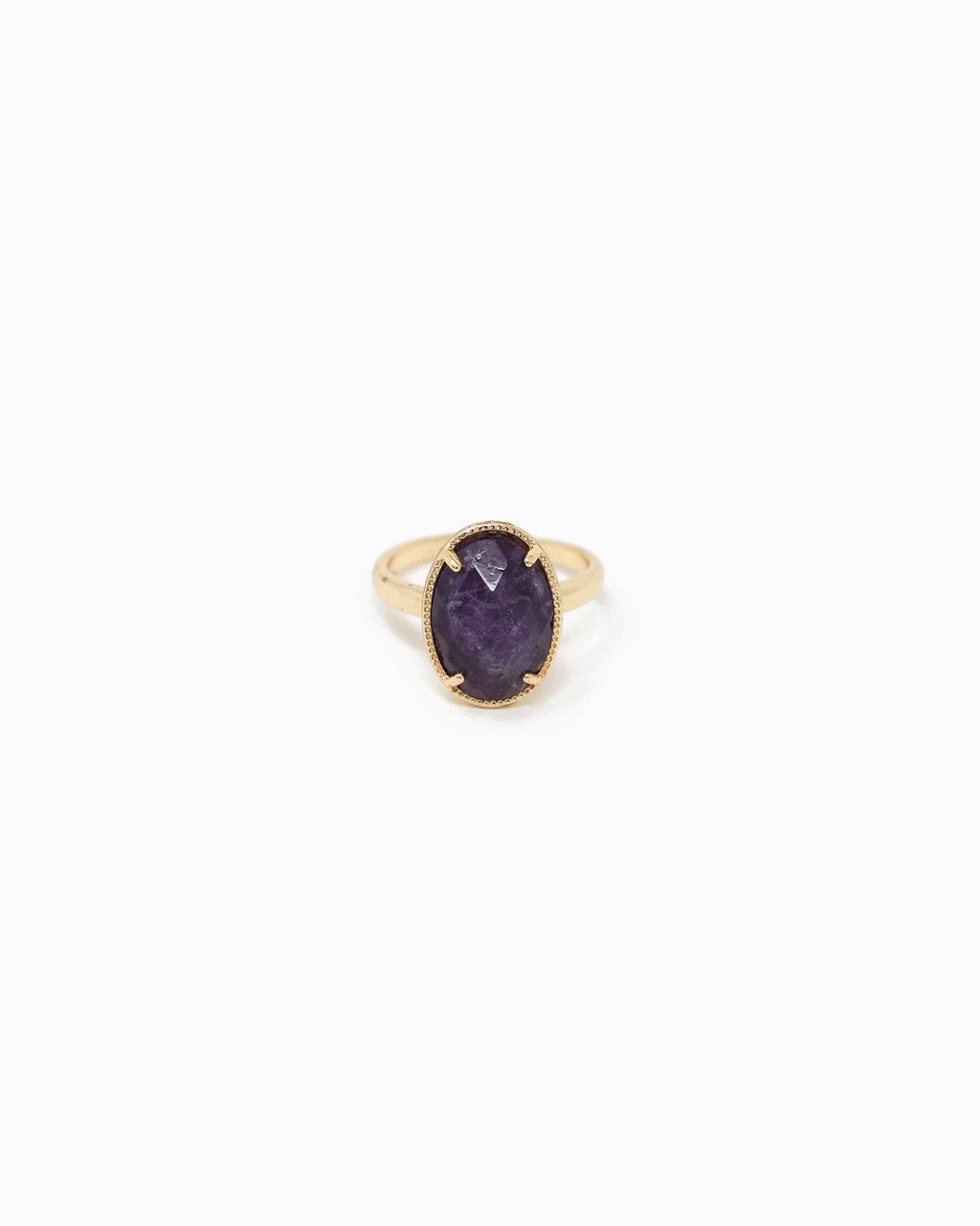 Oval Stone Open Ring: Black