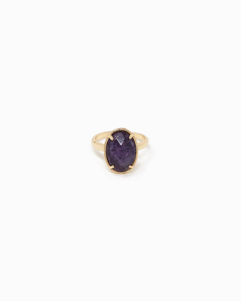 Oval Stone Open Ring: Black