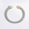 Braid Wire Design Bangle CZ Cylinder Edge Bracelet: B / ONE SIZE
