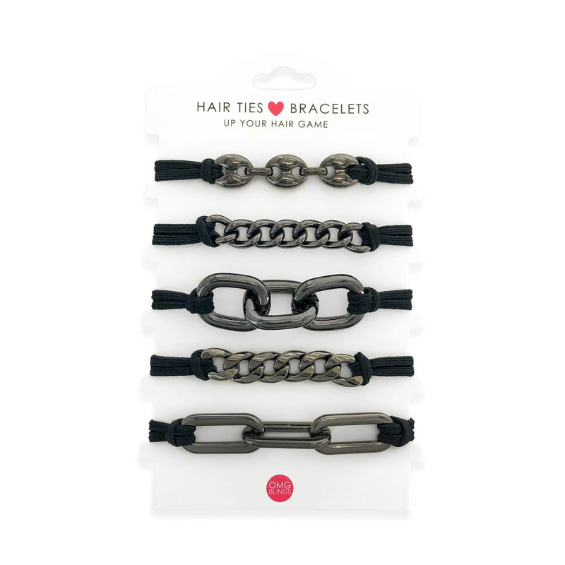 Hair Tie Bracelet Set | Black