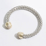 Braid Wire Design Bangle CZ Cylinder Edge Bracelet: B / ONE SIZE
