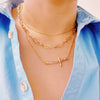 Side Hanging Cross Layered Chain Necklace