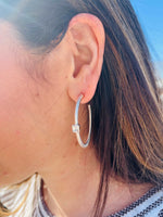 Cable Cuff Crystal Hoops | Silver