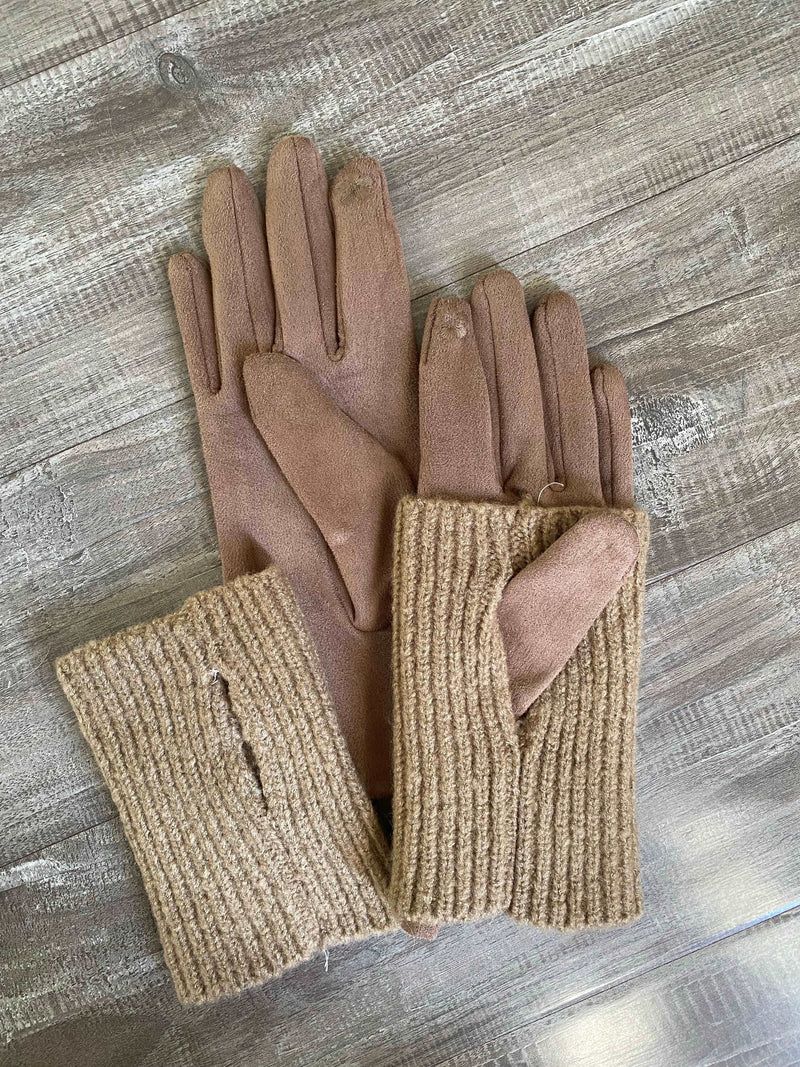 Double Layer Gloves - Taupe Suede - Jaclynsueboutique