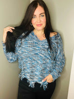 Blue Crush Frayed Sweater