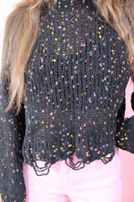 Funfetti Distressed Sweater | Black