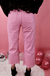 Amelie Distressed Denim Pants | Pink