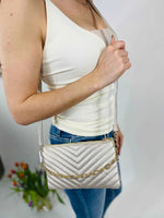Champagne Metallic Quilted Crossbody