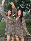 Into It Leopard Print Ruffle Dress