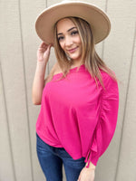 Here to Stay One Shoulder Top - Fuchsia - Jaclyn Sue Boutique 