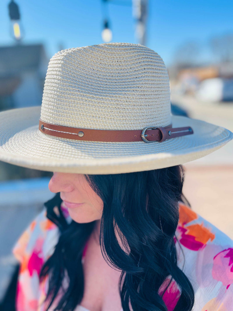 Grayson Belted Packable Sun Hat | Cream