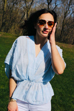 Blue Lagoon Kimono Peplum Top | Light Blue