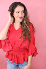 Break Your ♥️ Peplum Top | Red