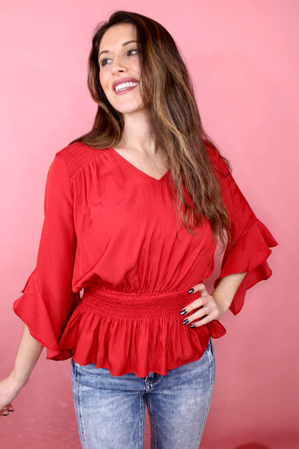 Break Your ♥️ Peplum Top | Red