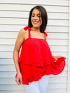 Firecracker Tiered Ruffle Top - Red - Jaclyn Sue Boutique 