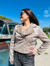 Bella Suede Biker Jacket | Taupe