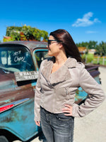Bella Suede Biker Jacket | Taupe