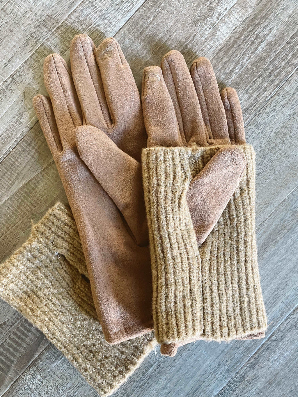 Double Layer Gloves - Taupe Suede - Jaclynsueboutique
