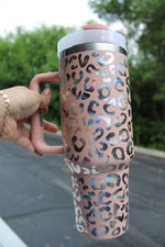 Kate Holographic Insulated Cup | Pink Leopard