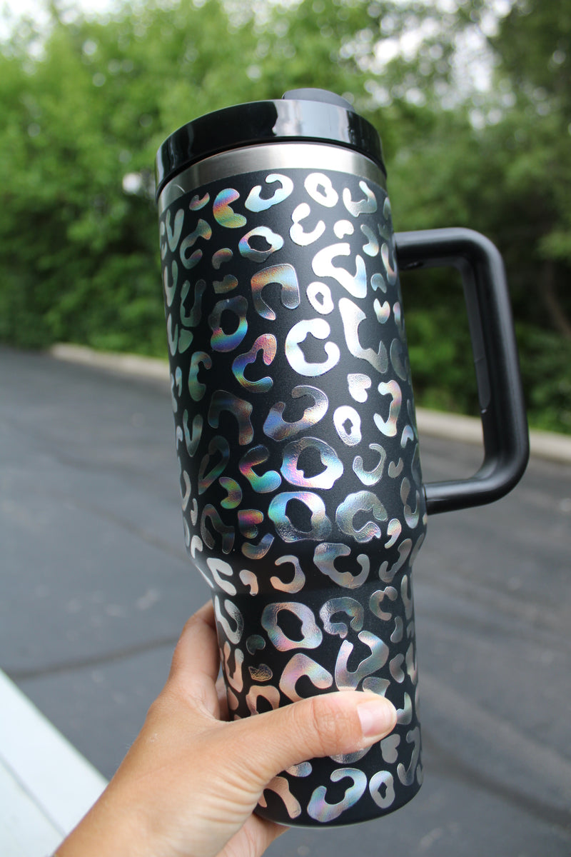 Kate Holographic Insulated Cup | Black Leopard