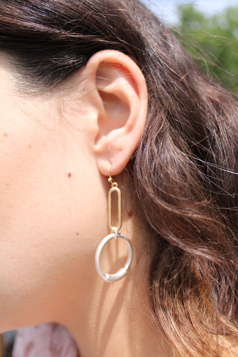 Mixed Metal Dangle Earrings