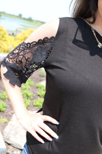 Speak to Me Crochet Sleeve Top | Black