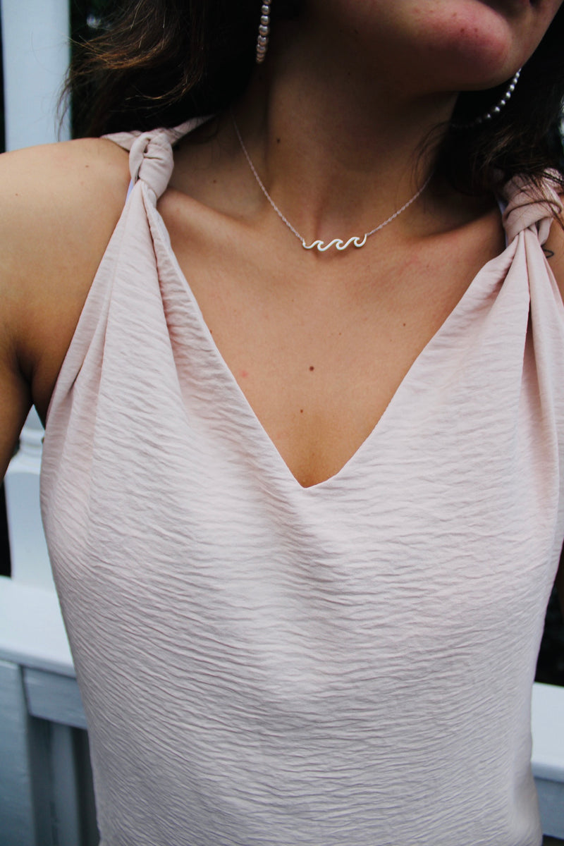 RESTOCKED preorder Hamptons Knotted V-Neck Top | Beige