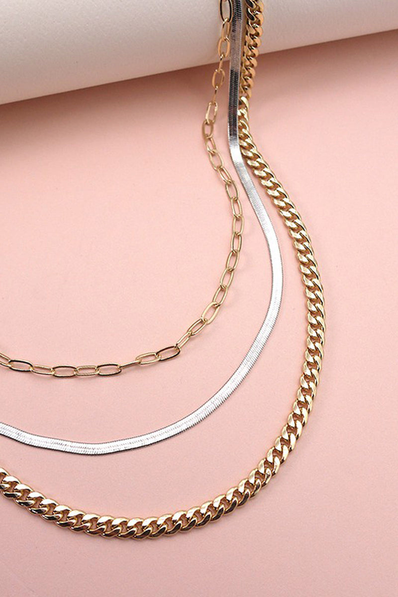 Mixed Metal Chain Link Necklace