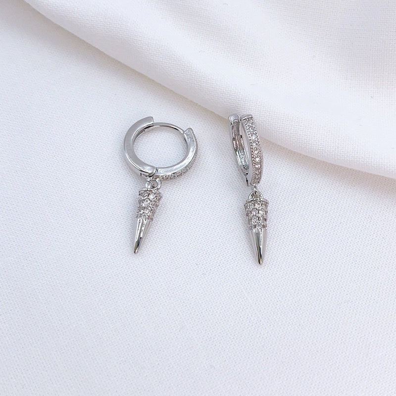 Silver Spike Crystal Earrings