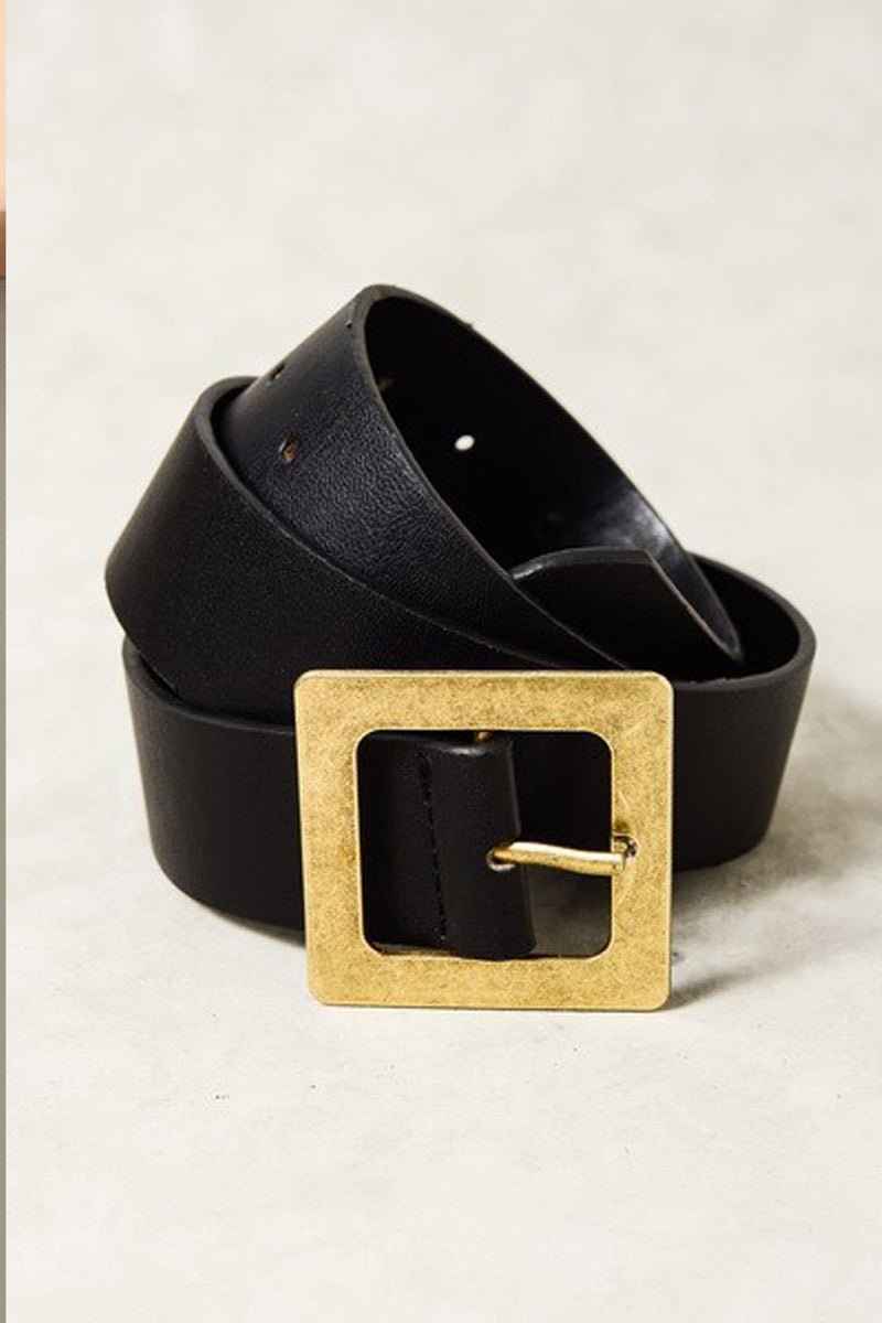 Gold Buckle Belt | Black