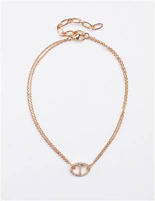 Gold Double Chain with Double Circle Charm 16"-18" Necklace