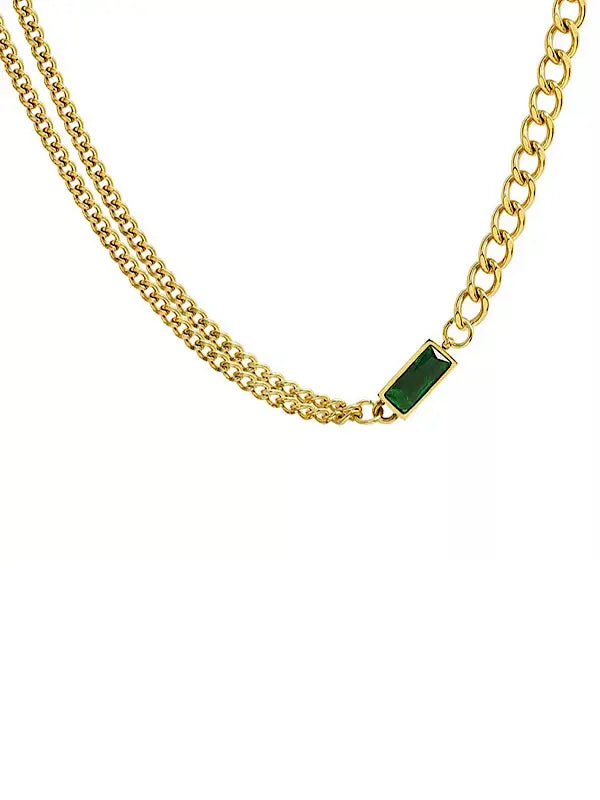 Natural Elements Gold Green Necklace