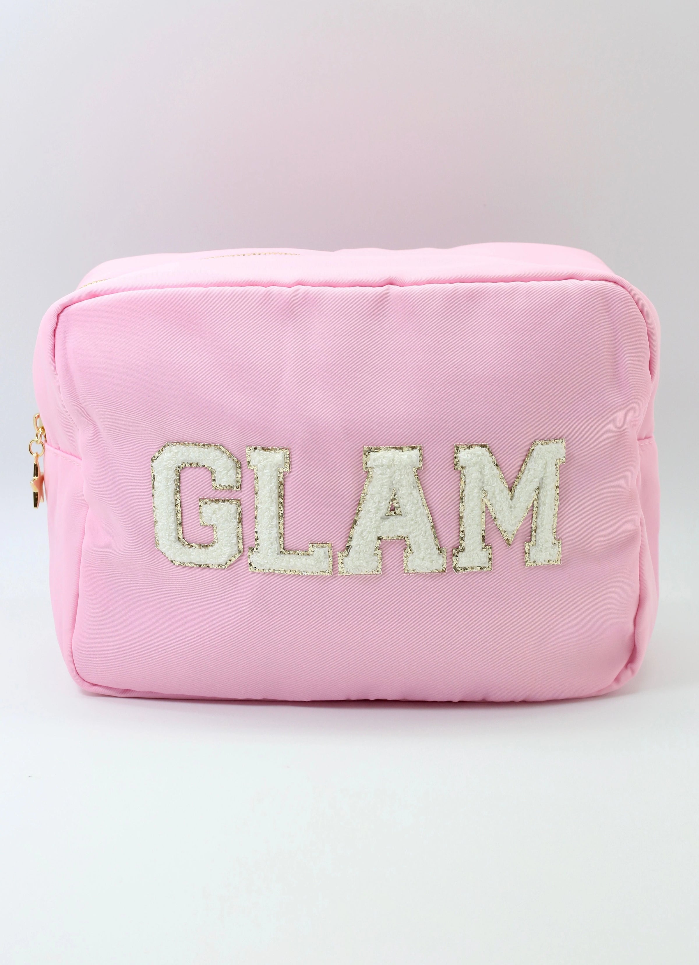 VICTORIAS SECRET MAKEUP COSMETIC CASE GLITTER PINK LOVE PURSE GLAM BAG