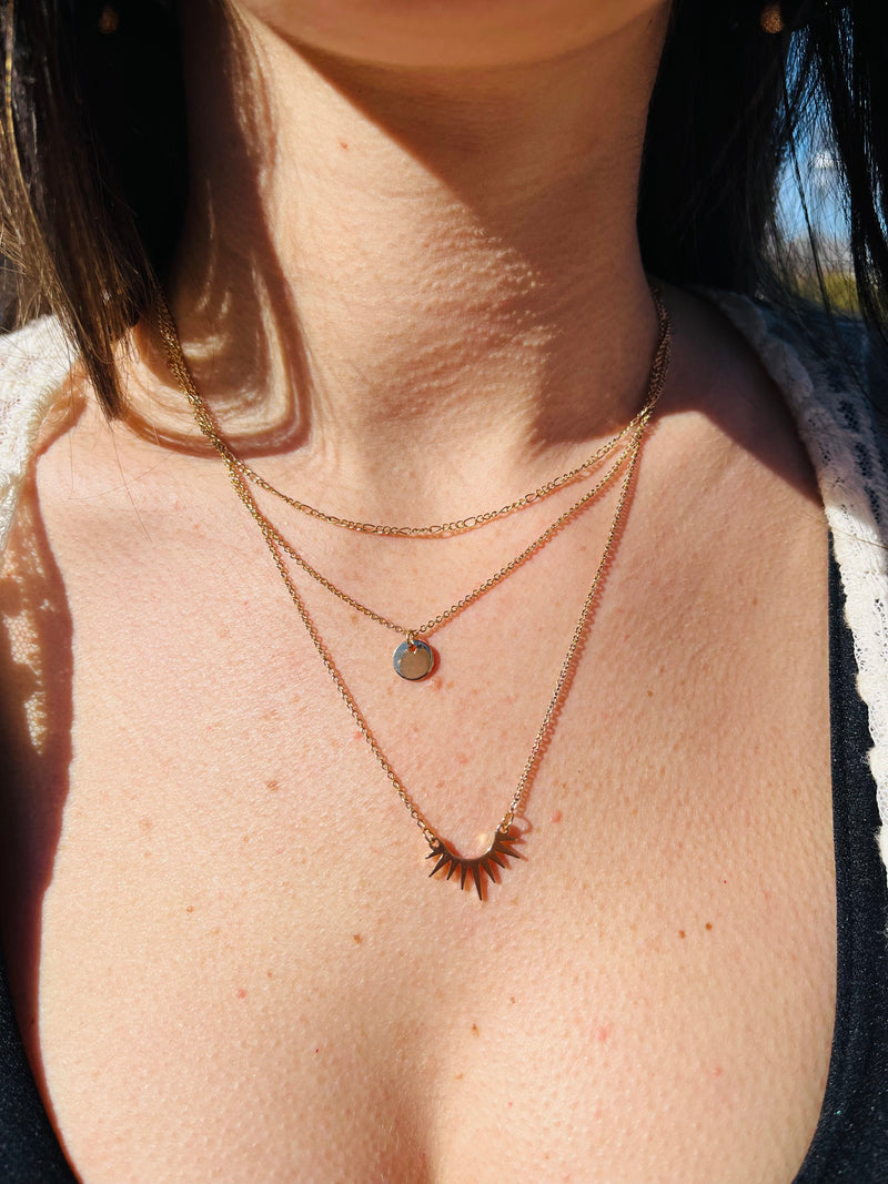 Triple Layer Sunburst Necklace | Gold