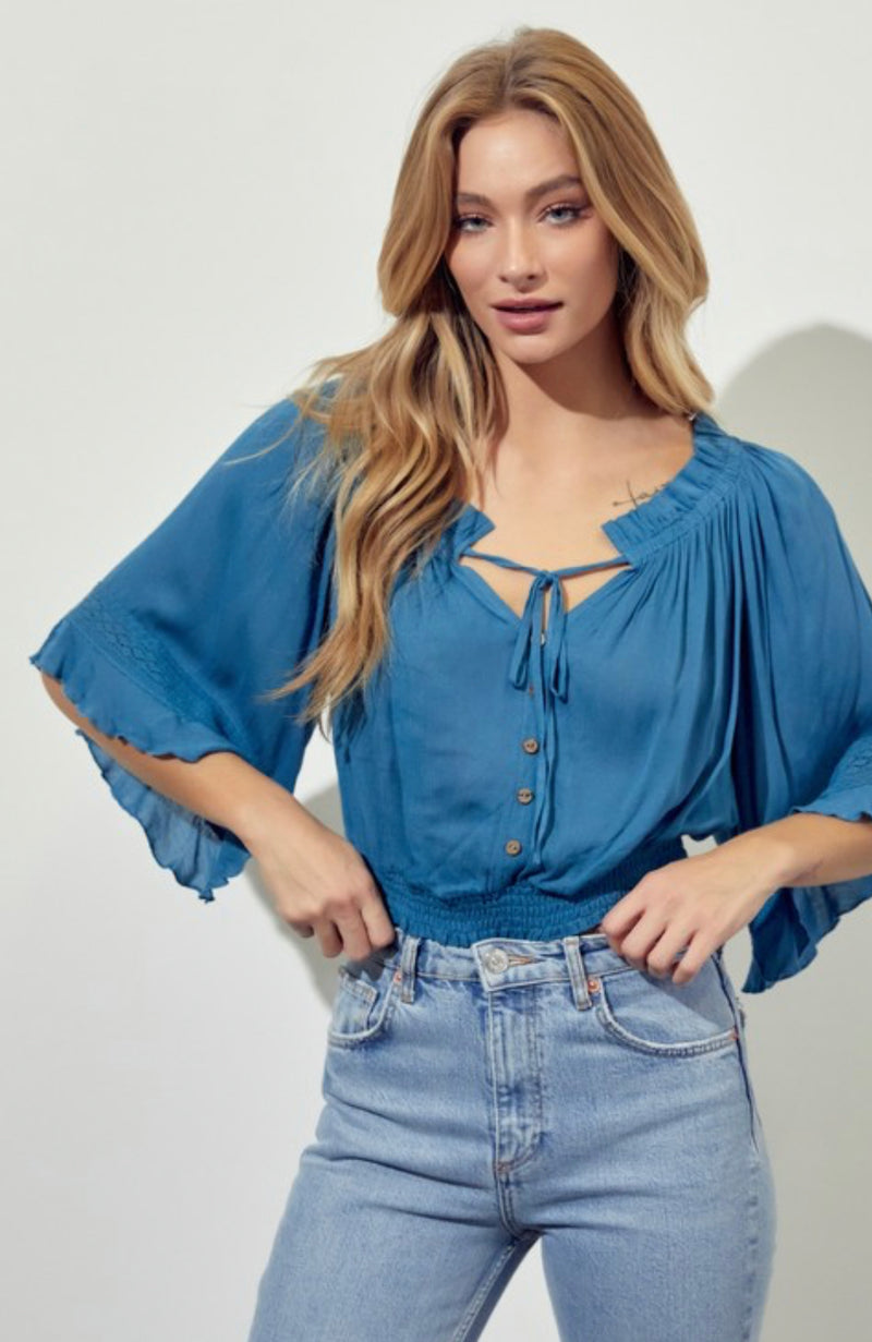 Always On Your Mind Tie Front Top - Jaclyn Sue Boutique 