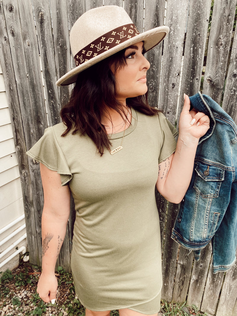 Lily Knit Mini Dress - Olive - Jaclynsueboutique