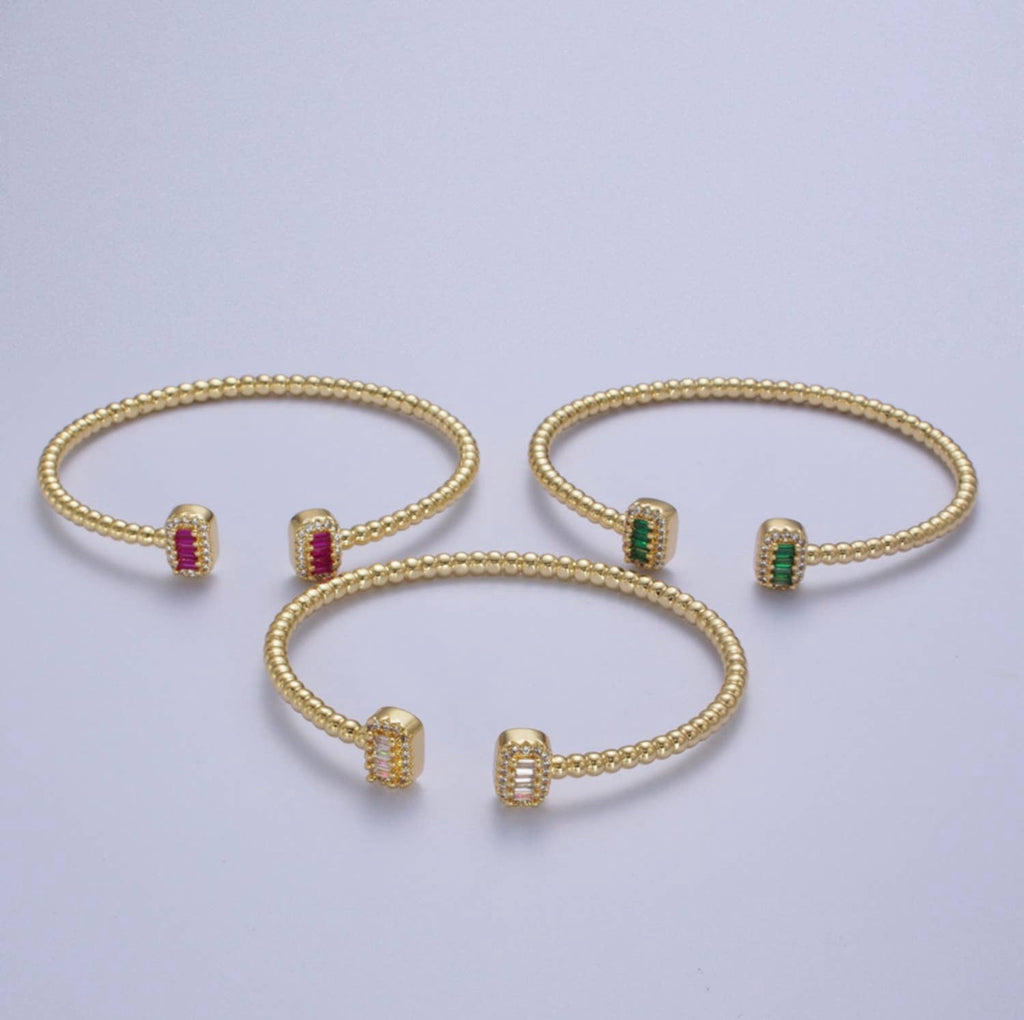 24k Gold Filled Beaded Crystal Cuff