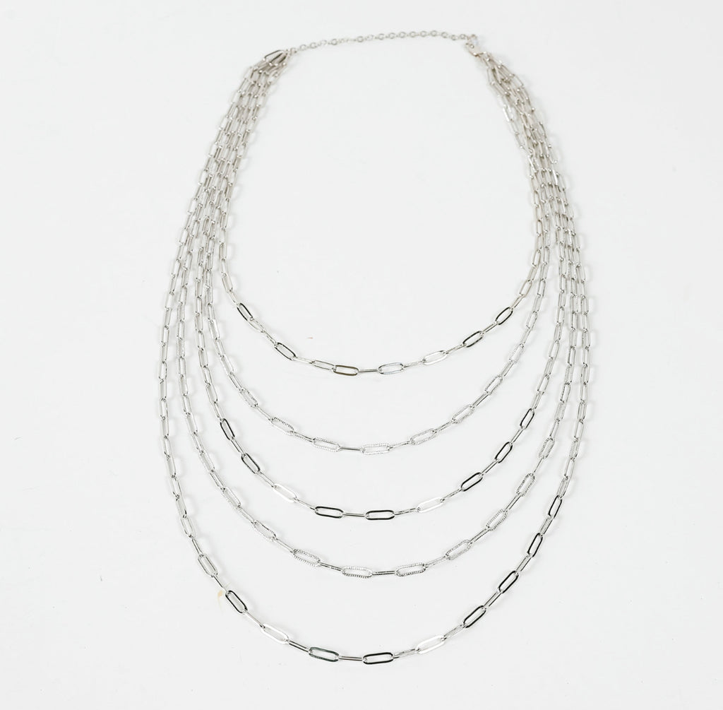 Peel Back The Layers Silver Necklace - Jaclyn Sue Boutique 