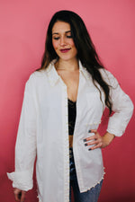 Risky Love Pearl Button Down Top | Bright White
