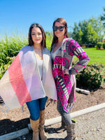 Making it Count Plaid Kimono Cardigan | Pink