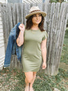 Lily Knit Mini Dress - Olive - Jaclynsueboutique