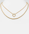 Layered Clover Charm Necklace | Gold