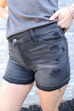 Vervet Washed Out High Rise Cross Over Shorts